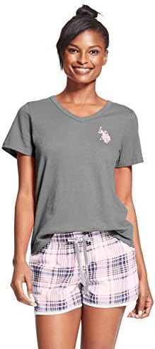 Womens Short Sleeve Shirt and Pajama Shorts Lounge Sleep Set