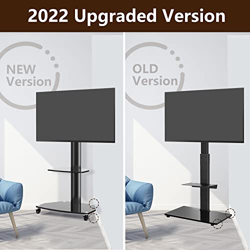 TAVR Floor TV Stand With Wheels And Swivel Mount For 2755 Inch LCD LED