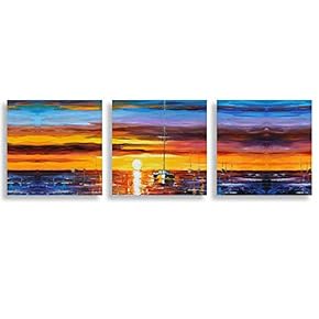 3 Piece Canvas Wall Art for Living Room Bedroom Home Artwork Romantic Autumn Scenery Paintings Ready to Hang - 12"x12"x3 Panels