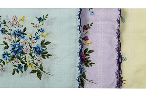 LuluVin Womens Floral Cotton Handkerchiefs 12 Pack (Pastels)