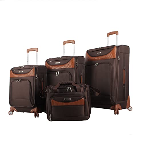 Pathfinder 4Piece Spinner Luggage Set, telescoping handle (Chocolate