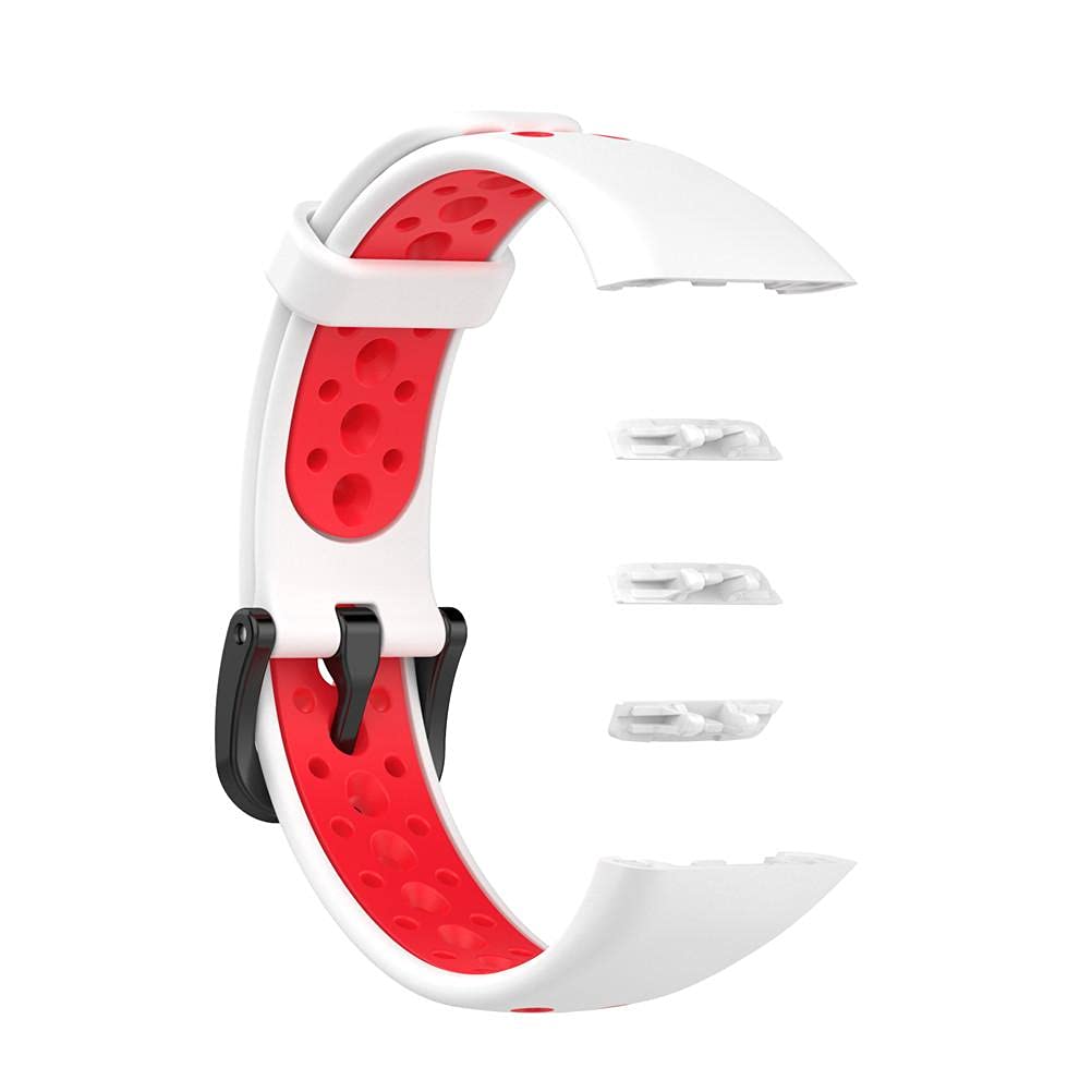 Waterproof Watch Belt Strap Double Color Replacement Strap Compatible for Huawei Band 6 TPU (C)