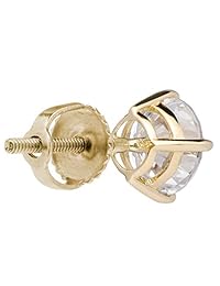 Pendientes de tuerca de oro amarillo macizo de 14 quilates, circonita cúbica de corte redondo, postes de tuerca, de 50 a 4,0 quilates, con caja de regalo