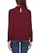 SummerRio Women's Long Sleeve Collared Pleated Solid Chiffon Blouse Top Shirts