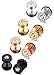 FIBO STEEL 4 Pairs Stainless Steel Mens Stud Earrings for Men Women Ear Piercing Plugs Tunnel,RG