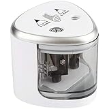 Pencil Sharpener, Tenwin Double Holes Battery Operated Electronic Automatic Pencil Sharpeners Cutter with Container for Office School Artists Adults Kids Colouring Pencils (Gray)