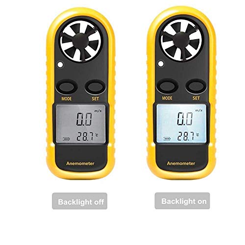 ELenest Anemometer, Digital LCD Wind Speed Meter Gauge Air Flow Velocity Thermometer Measuring Device with Backlight for Windsurfing, Sailing, Kite Flying, Surfing Fishing Etc.