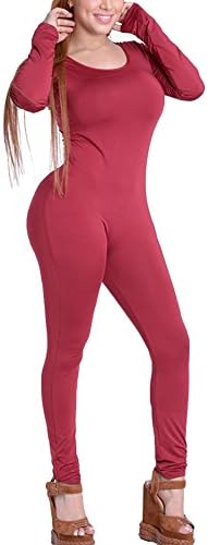 Womens Autumn Winter One Piece Unitard Full Bodysuit Crewneck Long Sleeve Catsuit Skinny Jumpsuit Lingerie Romper