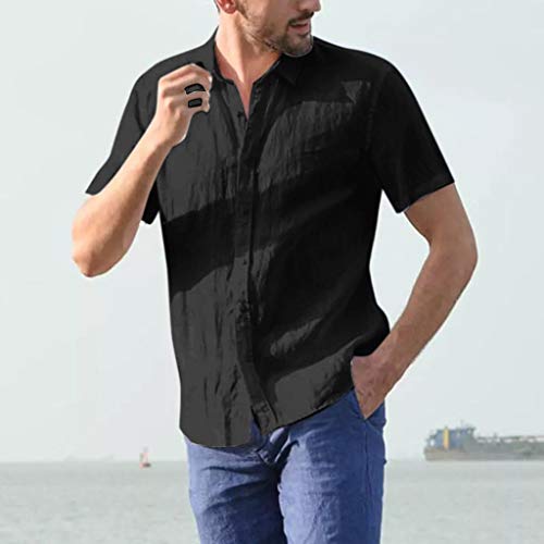 3 Linen+Shirts+Sleeve+Button+Blouse