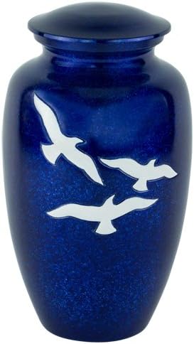Amazon Com Silverlight Urns Soaring Cremation Urn Blue Metal Urn With Majestic Bird Design Adult Size Home Kitchen