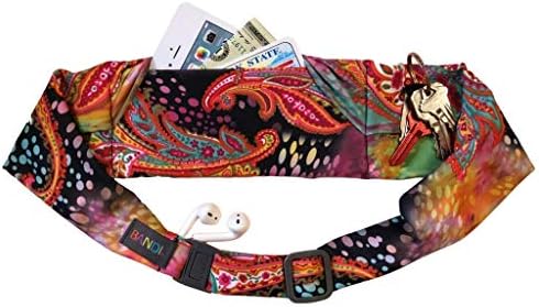 BANDI Unisex Secure Running Belt with Adjustable Straps, Classic Pocket (Exotic Paisley)