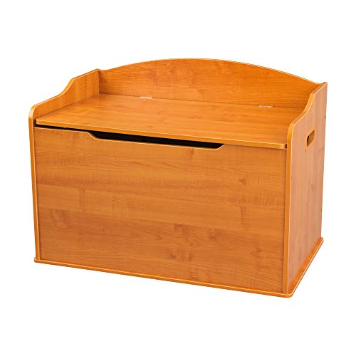 KidKraft Austin Wooden Toy Box/Bench with Safety Hinged Lid Honey