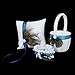 Peacock Feather Decor Wedding Guest Book+Pen+Ring Pillow+Flower Basket+Garter Set---White