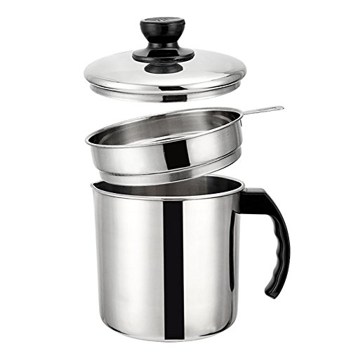 Oil Storage Grease Keeper, Grease Strainer Pot Grease Container with Mesh Strainer (1.2 L)