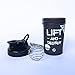 GOMOYO Motivational Quote on Blender Bottle Brand ProStak Shaker Cup, 22 Ounce Protein Shaker Bottle with BlenderBall Whisk and Two Twist n’ Lock Attachable Containers (Lift & Destroy - Black)
