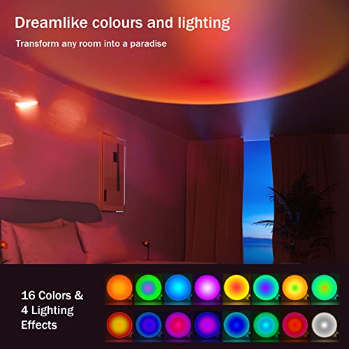 FOOING Sunset Lamp, 16 Color Changing Sunset Projection Lamp with Remote, 180 Degree Rotation