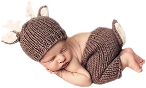 ベビー用着ぐるみ コスチューム 寝相アート 鹿ヘアバンド付 赤ちゃんの写真道具 新生児 可愛い