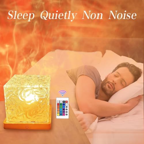 Ocean Wave Projector Light with Remote Control, 16 Colors USB Powered Underwater Night Light for Bedroom, Soothing Mood Lamp for Kids & Adults (Cube)
