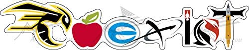 2 Pack Archery COEXIST Peel &amp; Stick 2" x 10" Decal Bumper Sticker UV Fade Resistant and Water Resistant Die Cut LaminateSee Breakdown Within