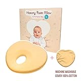 Abstoria Baby Head Shaping Pillow for Newborns - Infant Flat Head Prevention Sleeping Pillow Neck Support Soft Breathable Air Mesh Organic Cotton Cushion Cover for Baby Boy Girl 0-12 Months