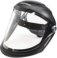 Jackson Safety Lightweight MAXVIEW Premium Face Shield with Ratcheting Headgear, Clear Tint, Uncoated, Black, 