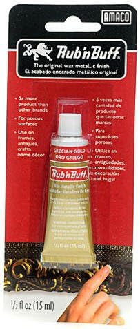 BIMS Rub 'N Buff The Original Wax Metallic Finish (Grecian Gold) [2 Pieces] - 1 Ounce - For Polishing, Cleans - Remove Scratch - Craft Wax Metallic Finish