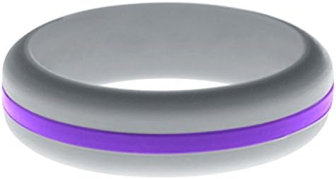 FLEX Ring - Womens Mens Silver Silicone Ring - Changeable Color Bands - Many Colors - Safe, Durable, Everyday Wear Wedding Band - 1 Ring - Sizes 4-16