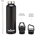 Brewberry 20 oz. Insulated Water Bottle and Travel Mug for Hot and Cold Beverages, Stainless Steel Sports Canteen with Two Lids and Straw, Spill Proof Coffee Mug, Black…