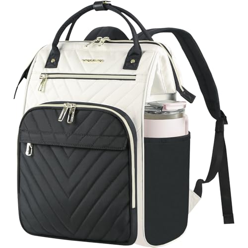 VANKEAN 17 Zoll Laptop-Rucksack für Damen und Herren,Beige-Schwarz