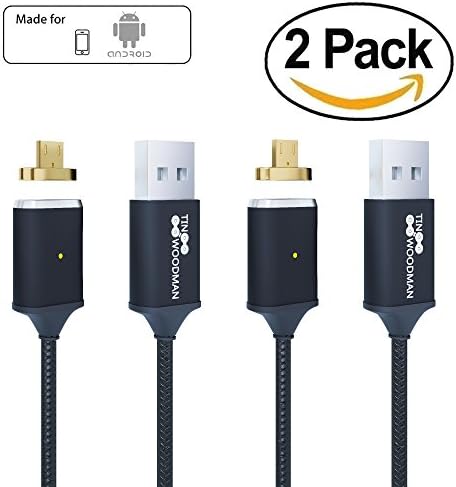 Magnetic Charging Cable 3rd Generation (double-black) – Ideal as Micro USB Android Magnetic Charger Cable – Fast Charging &amp; Data Sync Cable – 3.3 ft, 2.4 A – Set of 2 Cables
