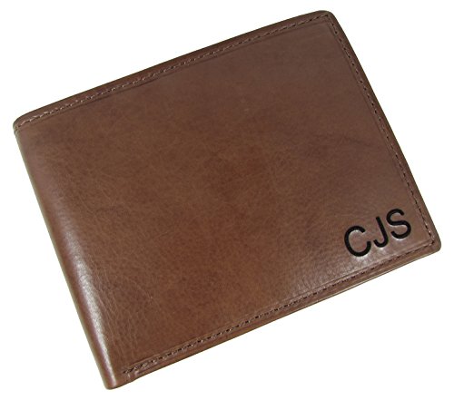 Paul & Taylor Personalized Monogram Leather Bifold Wallet, Light Brown