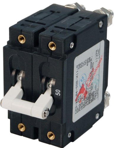 Blue Sea Systems C-Series White Toggle Double Pole 50A Circuit Breaker