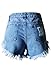 Generic Womens Hole Irregular High Waisted Denim Shorts M Light Blue