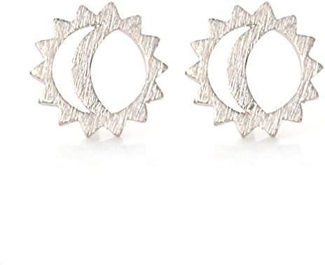 LAONATO Plated Brass Sun and Moon Earrings