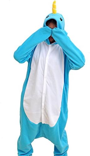 Harvey Unsex Nightclothes Sleepwear Cosplay Kigurumi Flannel Anime Cartoon Onesie Adult Pajamas Nighty Narwhal Size L