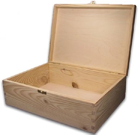 Caja grande de madera, cofre de madera de tamaño A4, pino sin tratar.: Amazon.es: Hogar