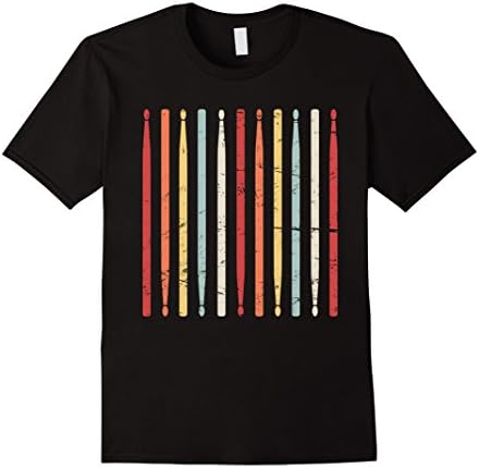 Mens Retro Drumsticks | Percussion Marching Band T-Shirt Medium Black