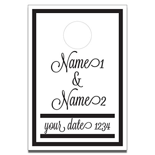 VictoryStore Custom Wedding Bag Toss Game - Custom Wedding Cornhole - Black and White