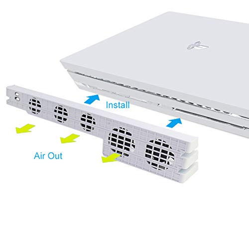 Loovbee PS4 Pro Cooler , USB External 5-Fan Super Turbo Temperature Cooling Fan with USB Cable Black for Sony Playstation 4 Pro Gaming Console