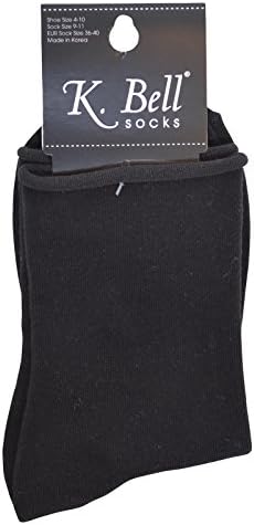 K. Bell Womens Relaxed Top Crew Socks , Black , 9-11