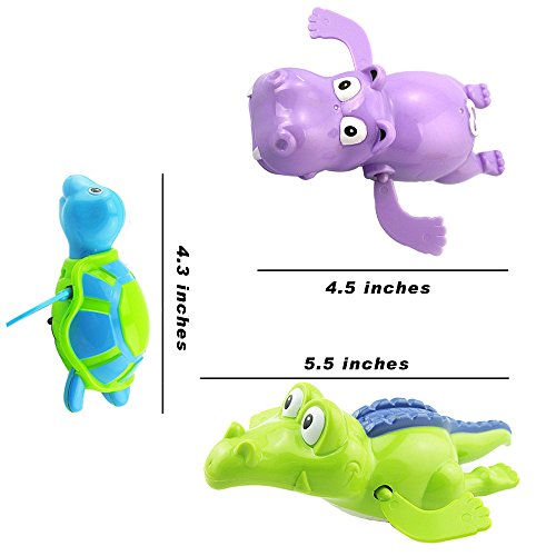 6 Pcs Floating Wind-up Bath Water Toys for Kids and Toddlers, Sea Animal Bath Toy Turtle Hippo Crocodile Hippocampus Fish, Bathtub Playset Clockwork Play Toy Kid Educational Water Toys