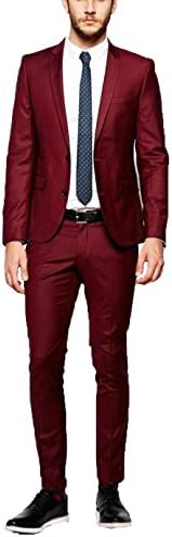 ANFF Custom Men's 2 Pieces Wedding Formal Groom Tuxedos Groomsman Best Man Suits S31 (Red,36)