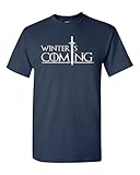 Winter Is Coming DT Adult T-Shirt Tee (X Large, Navy Blue)