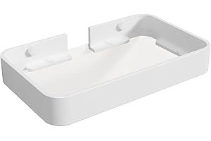 Z metnal Small Glass Bathroom Shelves, White Floating Wall Shelf, Mini Wall Mounted (White Clear Glass, 8 inch/20cm), 1pcs