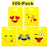 LOUHUA Pack of 100 Emoji Party Favor Gift Candy Bags Bulk for Boys Girls Kids Party Supplies Favors (20 pcs per style)