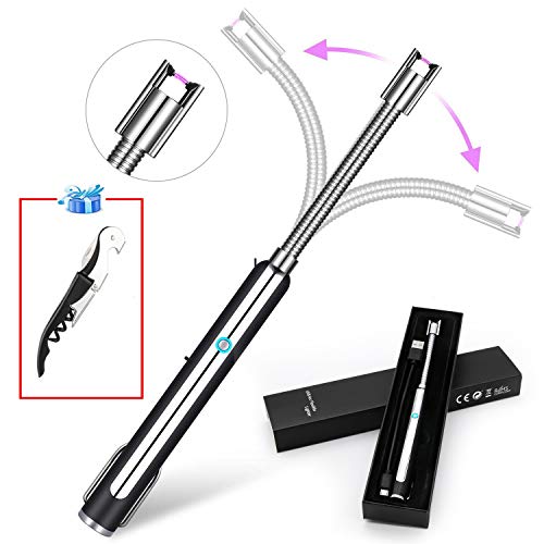 Lighter - 360° Long Flexible Neck with Safety Switch - Flameless Electric Arc Lighter USB Rechargeable - Ideal for Camping Grill BBQ Kitchen Candle Gas Stove Lighter - 360° Long Flexible Neck with Safety Switch - Flameless Electric Arc Lighter USB Rechargeable - Ideal for Camping Grill BBQ Kitchen Candle Gas Stove