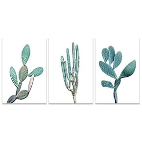 3 Piece Canvas Wall Art Dark Green Succulents Painting Artwork for Home Prints Framed - 16"x24" x 3 Panels
