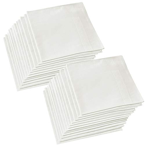 Hangnuo 24 Pack Cotton Handkerchiefs Pure White 16 x 16 Inches, Soft Hankies Pocket Square Towel for Men Women and Kids Tea Party - Thumbnail 7