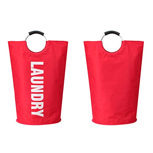 Outdoorfly Laundry Basket Large Collapsible Washing Hamper Foldable Clothes Bag with Handles (Red)