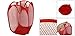 uxcell Household Dirty Clothes Laundry Folding Mesh Bag Basket Holder Red